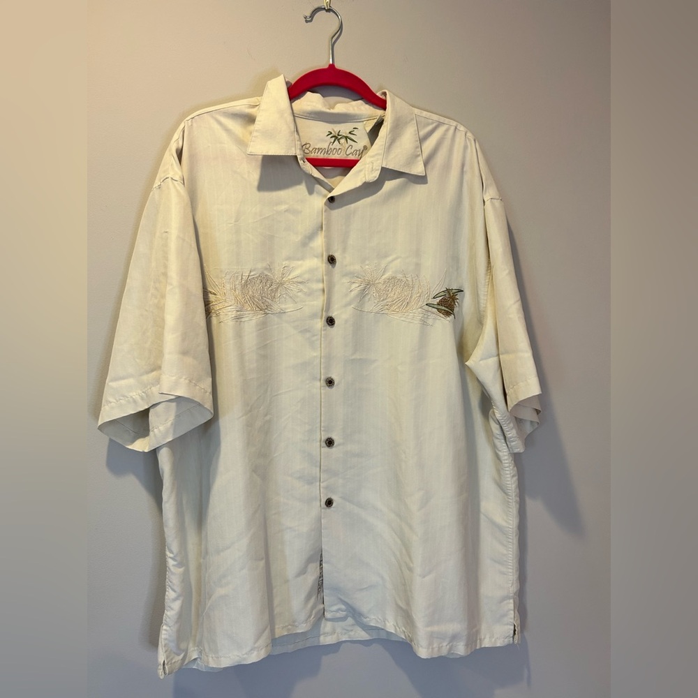 Bamboo Cay Men’s 2XL Short‎ Sleeve Hawaiian Embroidered Pineapple Button Shirt